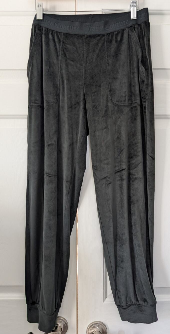 Juicy Couture Black Velour Jogger Pajama Pants